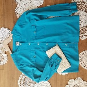 Vintage Blouse With Blue And Gold Buttons